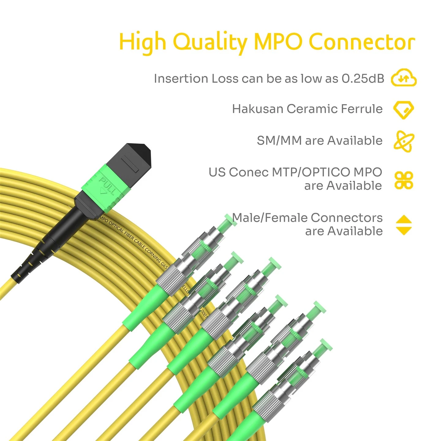 MTP MPO 12FC Fanout Fiber Patch Cable